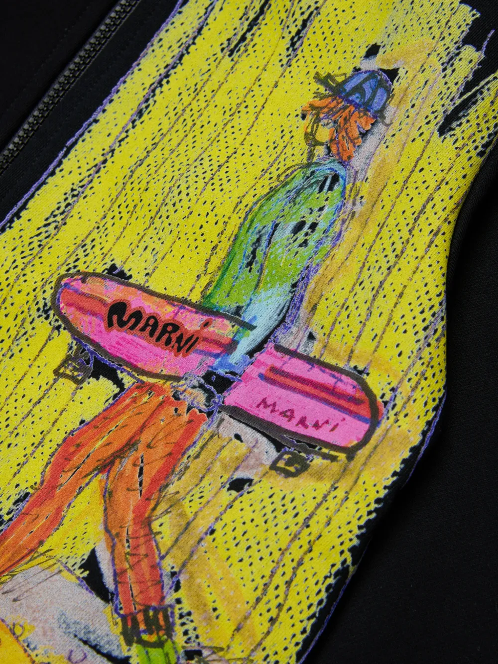 Marni Kids Hoodie met grafische print Zwart