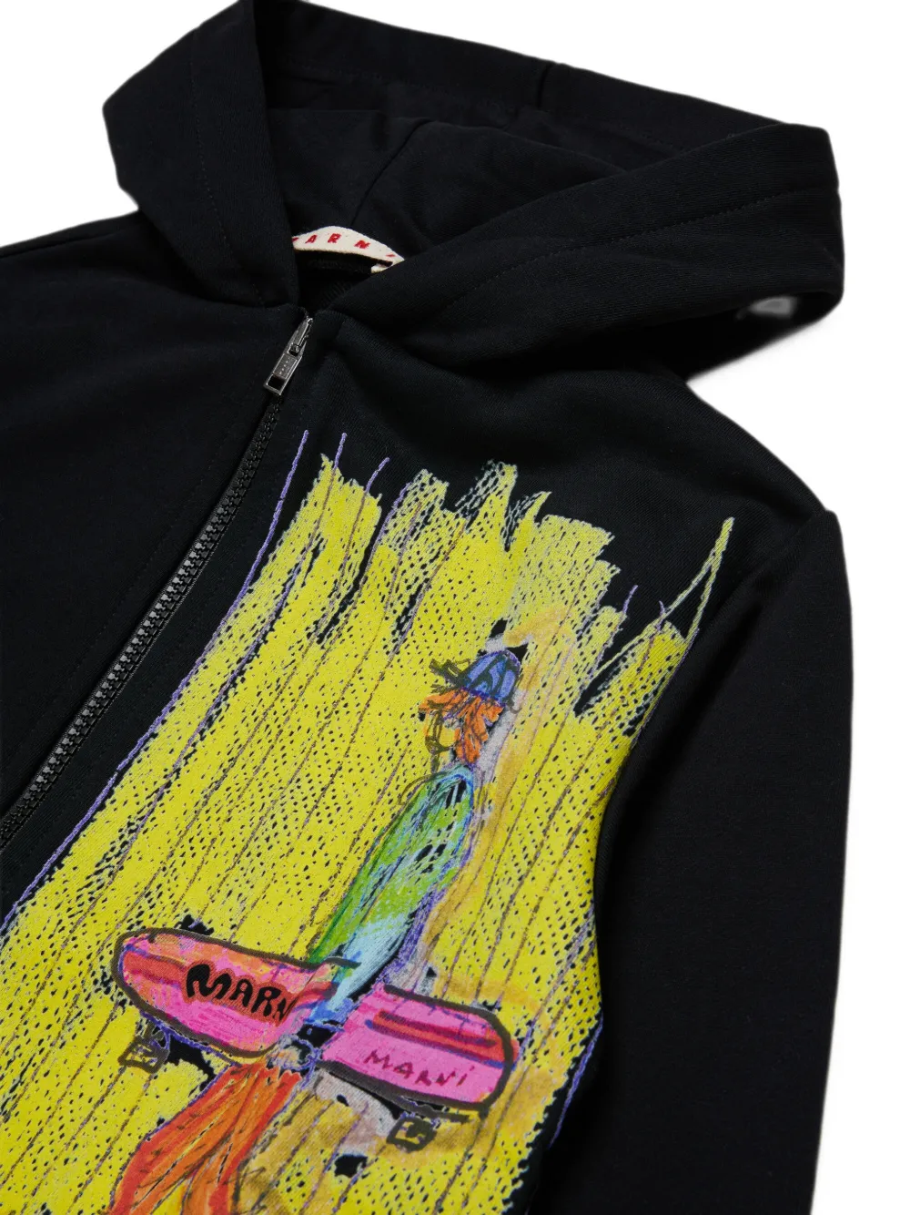 Marni Kids Hoodie met grafische print Zwart