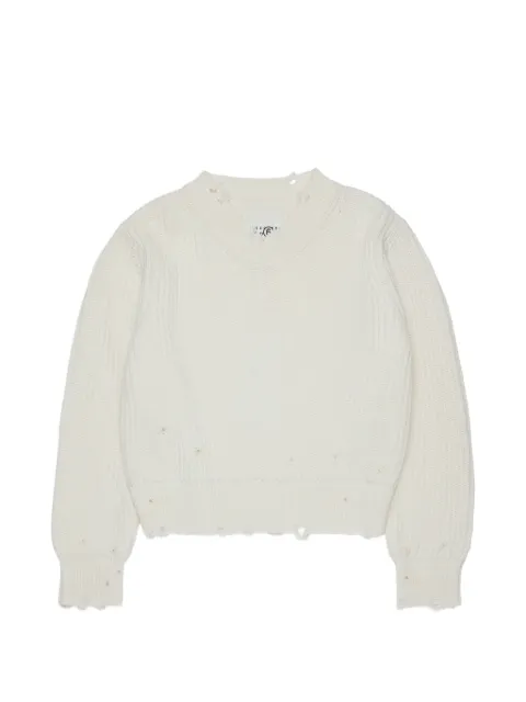 MM6 Maison Margiela Kids ribstrikket sweater med slitageeffekt
