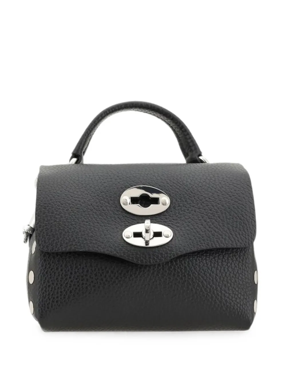 Zanellato Postina Super Baby+ studded calf leather mini shoulder bag - Nero
