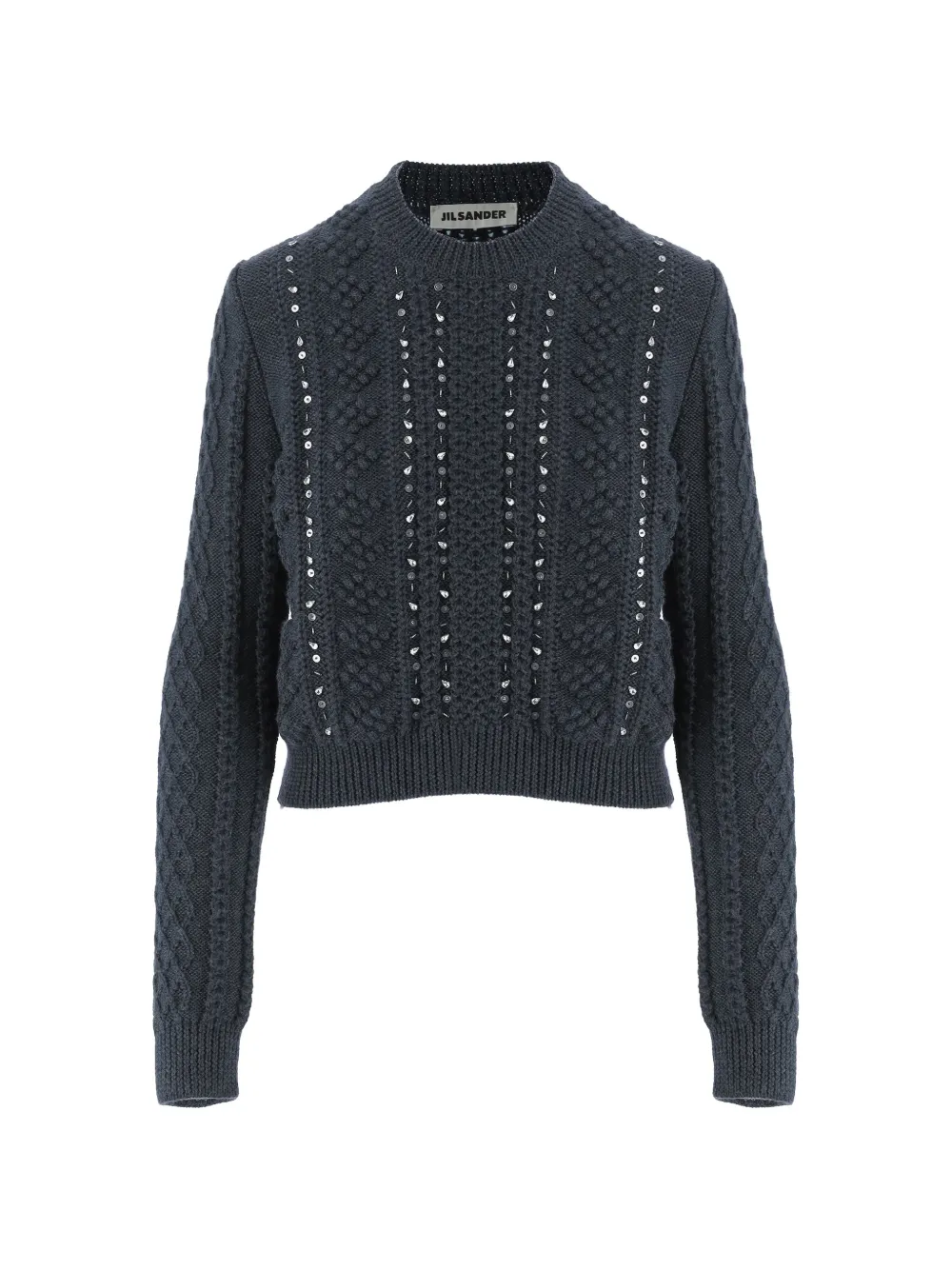 Jil Sander geometric-pattern crew-neck sweater - Grey