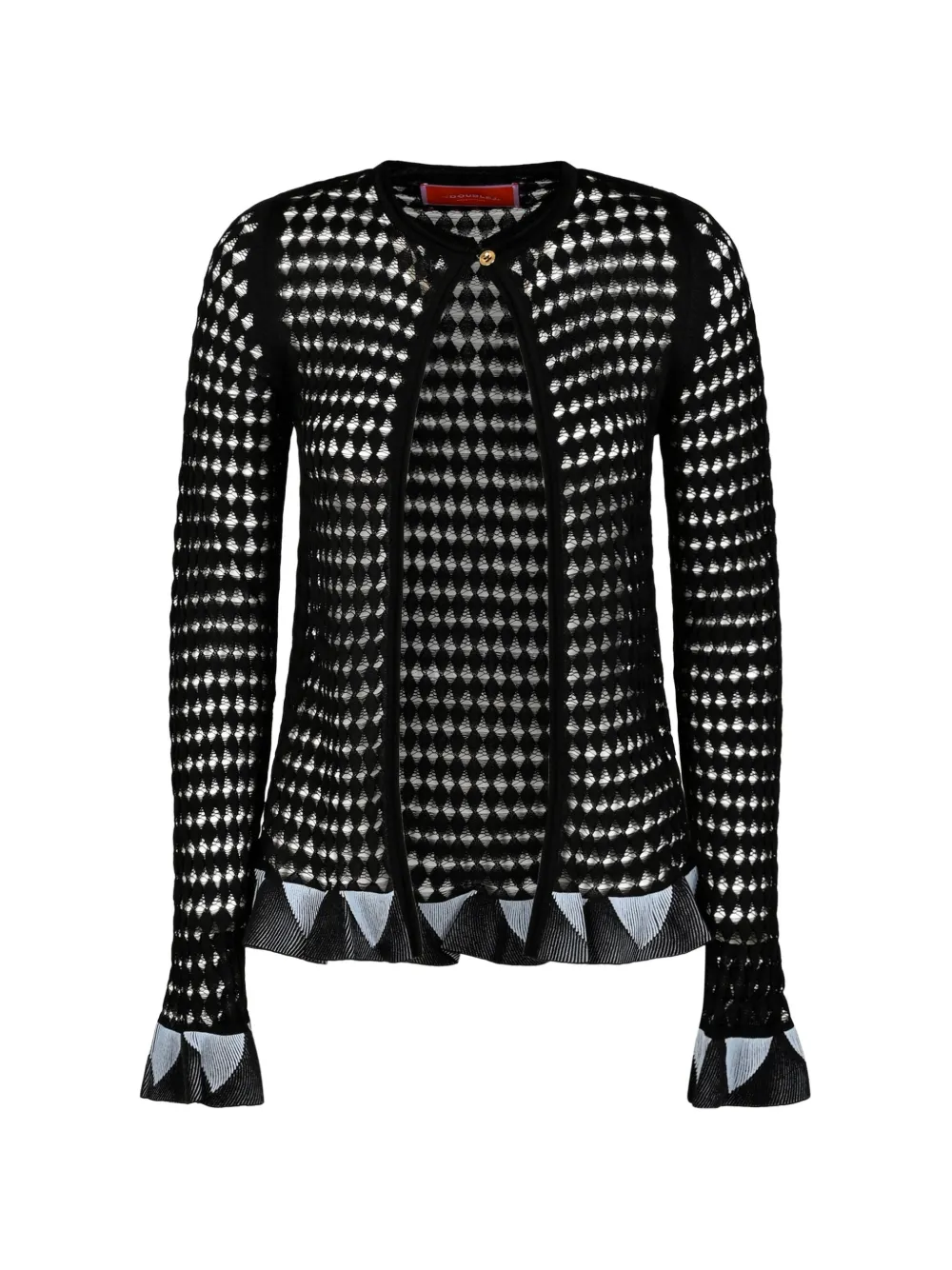 La DoubleJ Bow ruffled open-knit cardigan - Nero