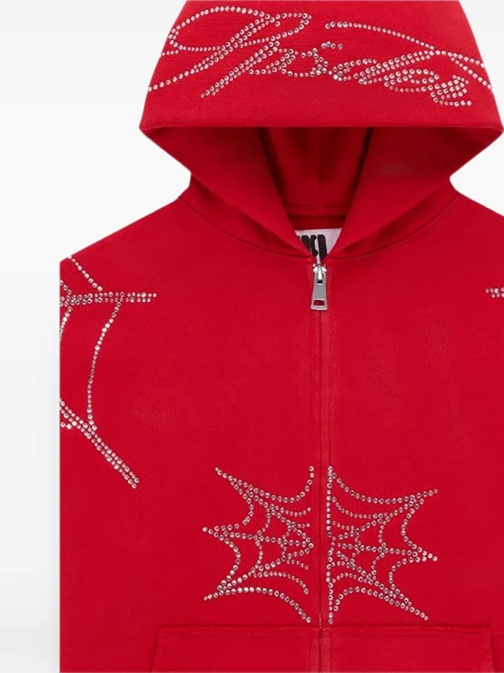 SP5DER Hoodie verfraaid met stras Rood