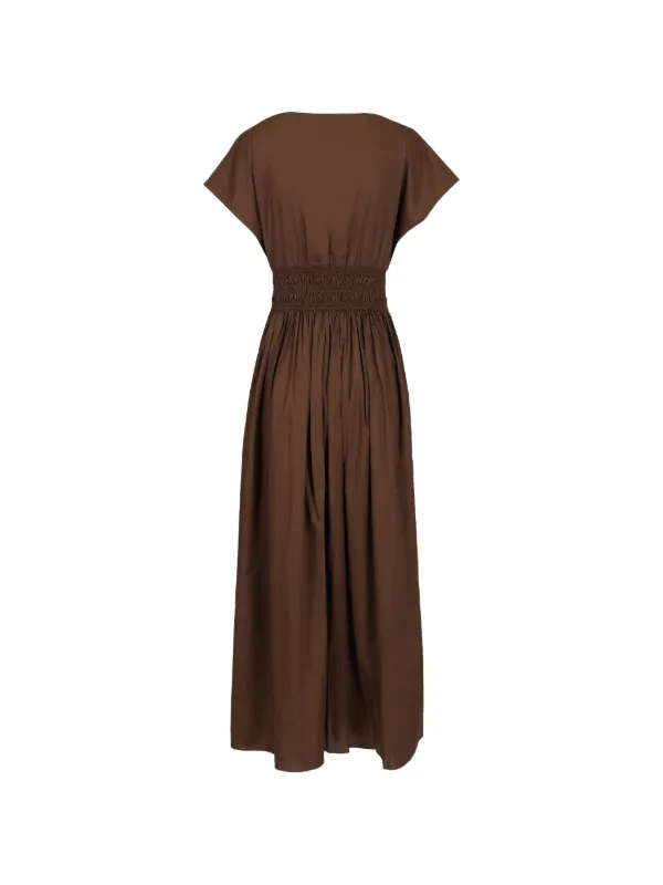 Matteau shirred-waist Midi Dress | Brown