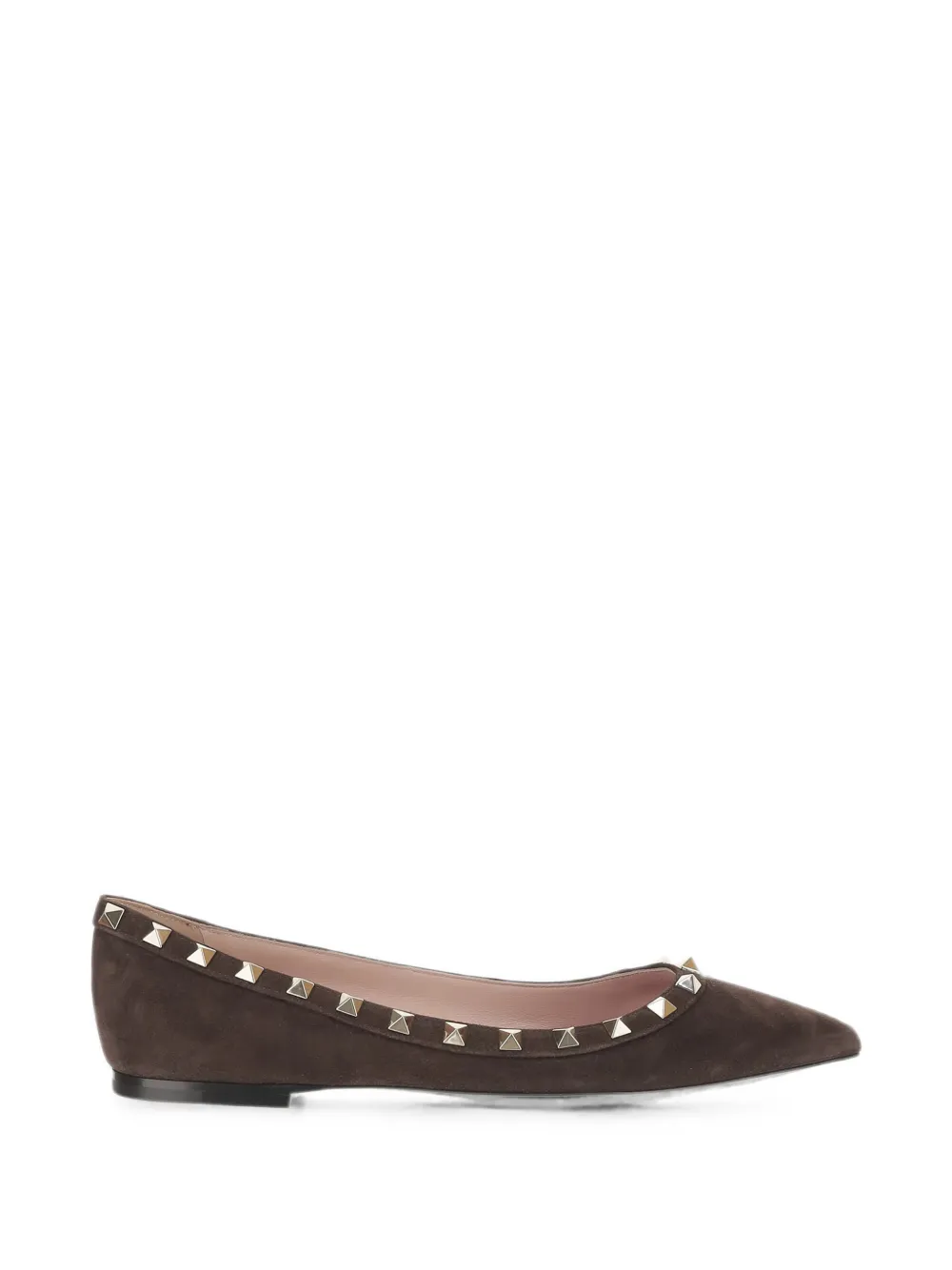 Valentino Garavani Rockstud pointed-toe ballet flats - Brown