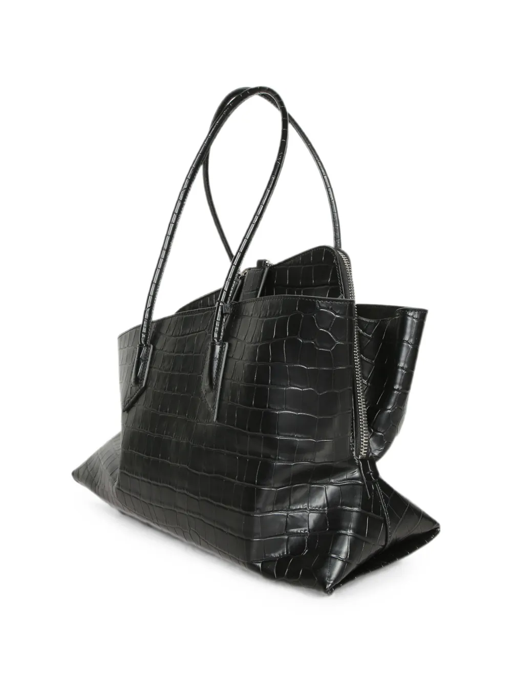 The Attico medium La Passeggiata croc-effect shoulder bag - Nero