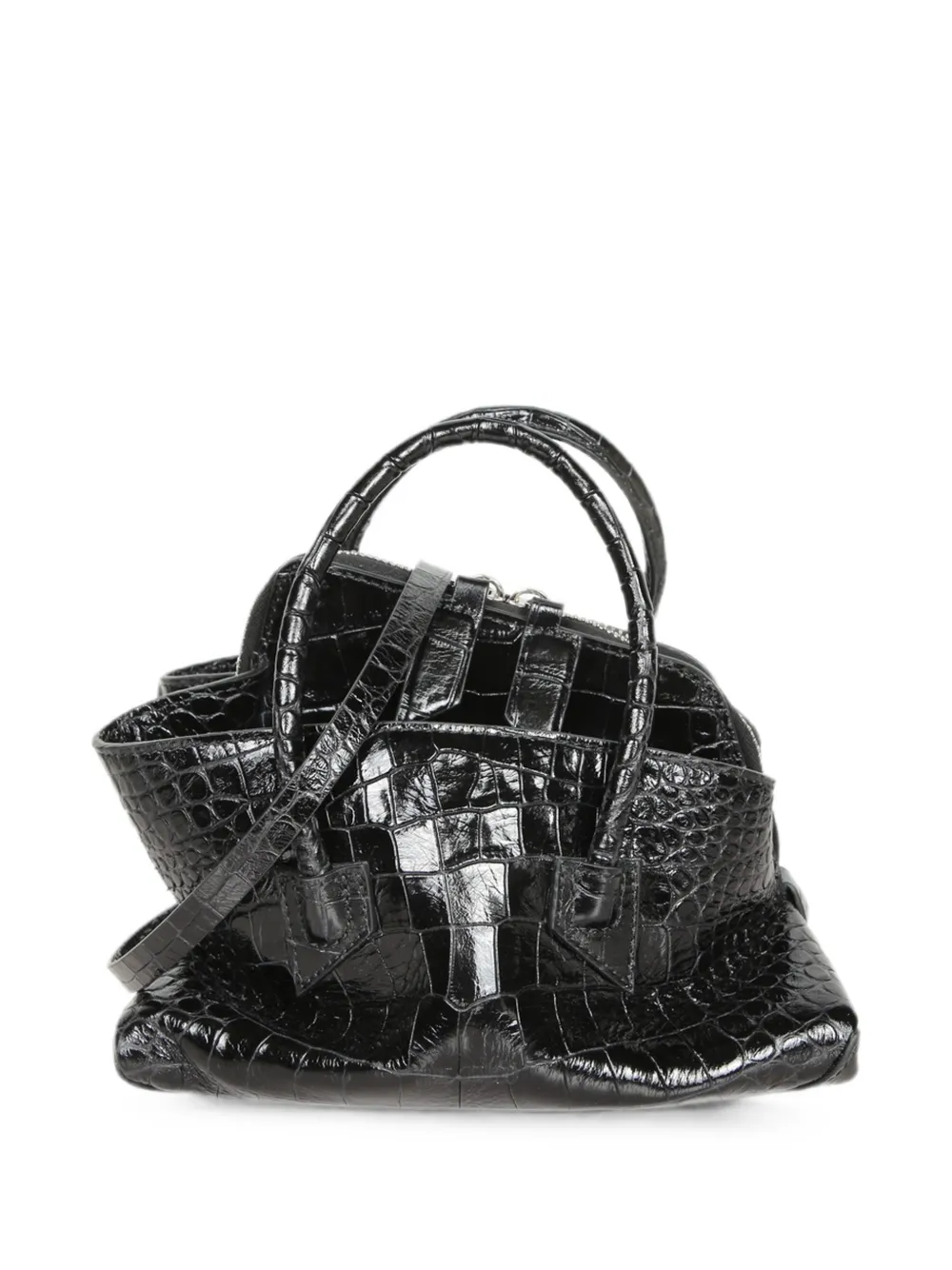 The Attico mini La Passeggiata croc-effect handbag - Nero