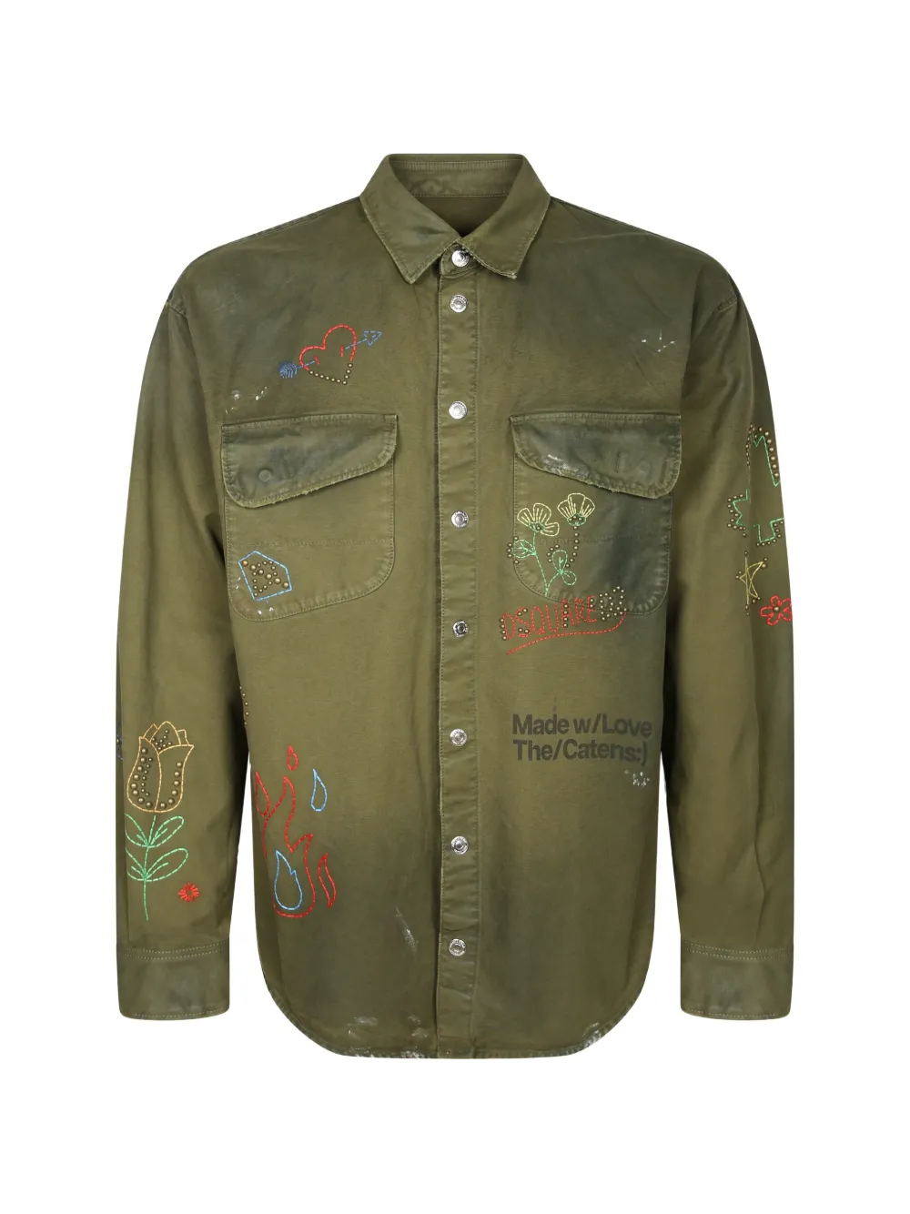 DSQUARED2 embroidered studded shirt - Verde