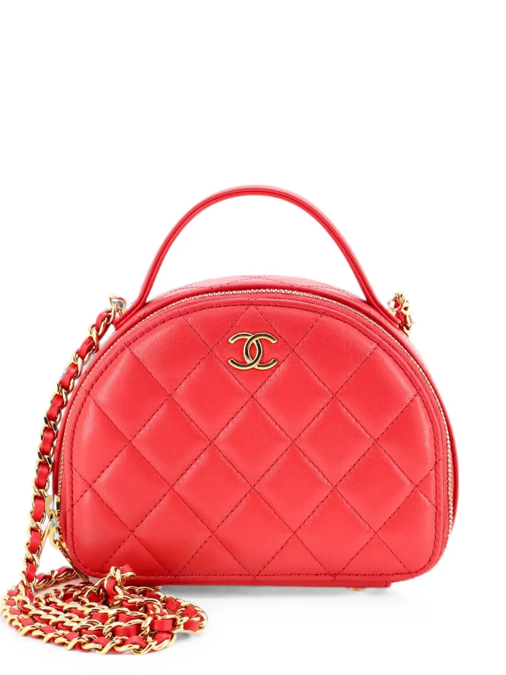 CHANEL Pre-Owned Borsa a tracolla Chic Riviera Vanity Case in pelle di agnello trapuntata con catena - Rosa