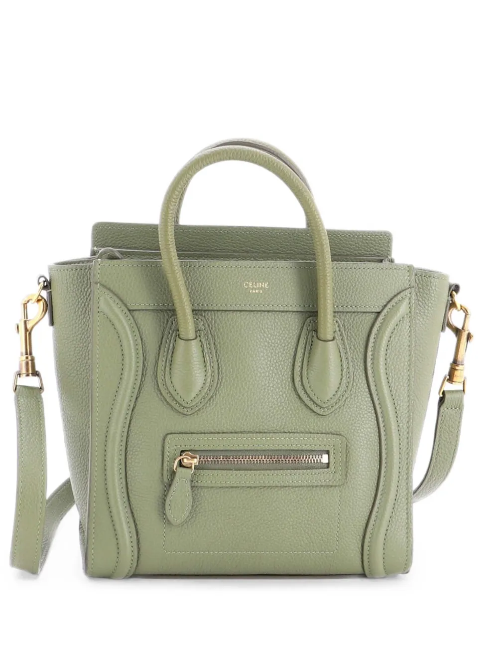 Celine Pre-Owned Borsa a tracolla Luggage nano in pelle martellata - Verde