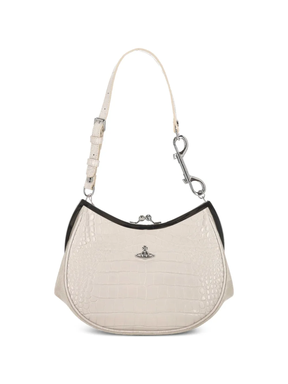 Vivienne Westwood Borsa a spalla con effetto coccodrillo - Toni neutri