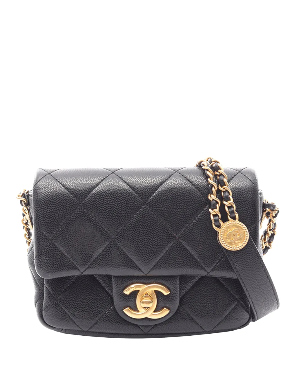 CHANEL Pre-Owned Borsa a tracolla Boy mini in pelle Caviar 2021-2026 - Nero