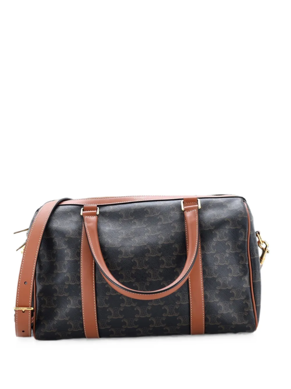 Celine Pre-Owned Borsa a spalla Boston Triomphe media in tela cerata - Marrone