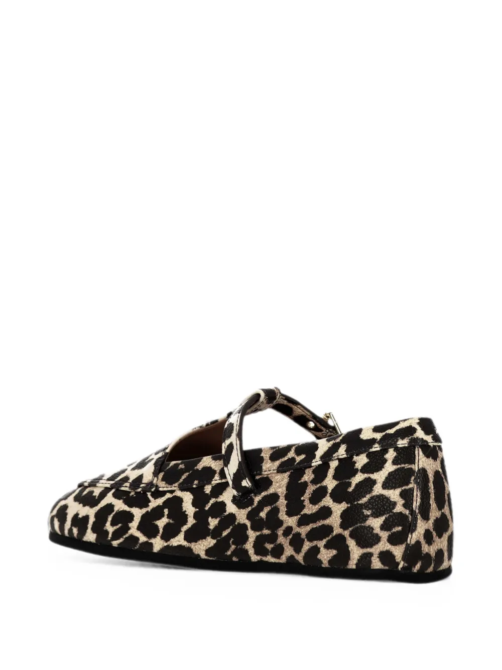 GANNI leopard-print buckle-fastening ballet flats Beige
