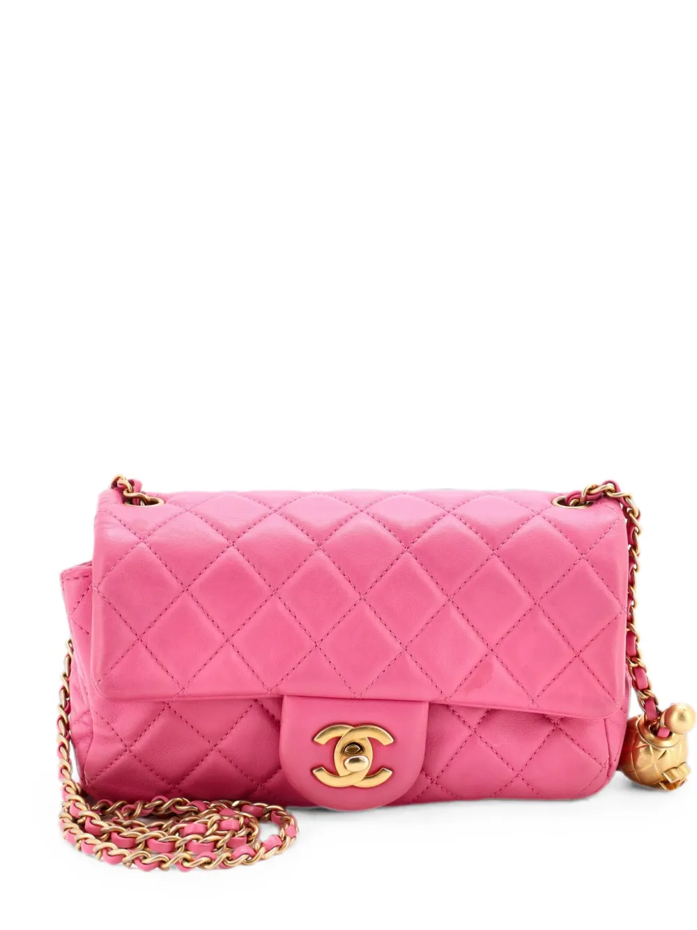 CHANEL Pre-Owned Borsa a tracolla Pearl Crush mini in pelle di agnello trapuntata con battente - Rosa