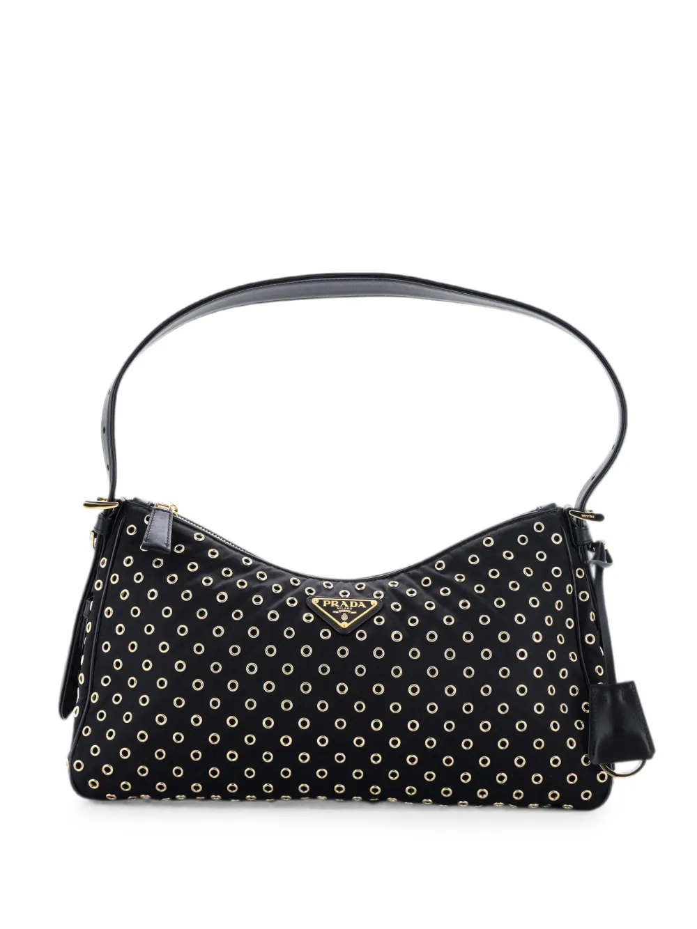 Prada Pre-Owned Borsa a spalla Aimee Re-Nylon media con occhielli - Nero
