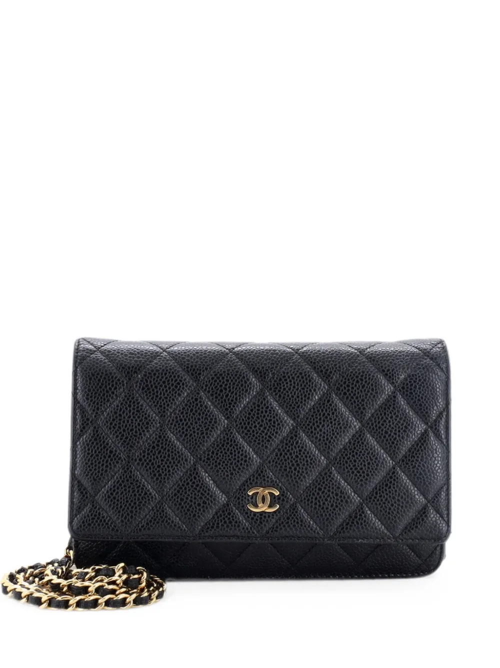 CHANEL Pre-Owned Borsa a tracolla in pelle Caviar trapuntata con catena - Nero