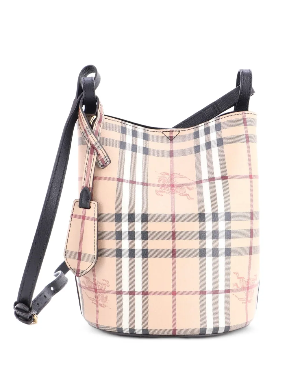 Burberry Pre-Owned Borsa a secchiello Lorne piccola in tela cerata con motivo Haymarket Check - Marrone