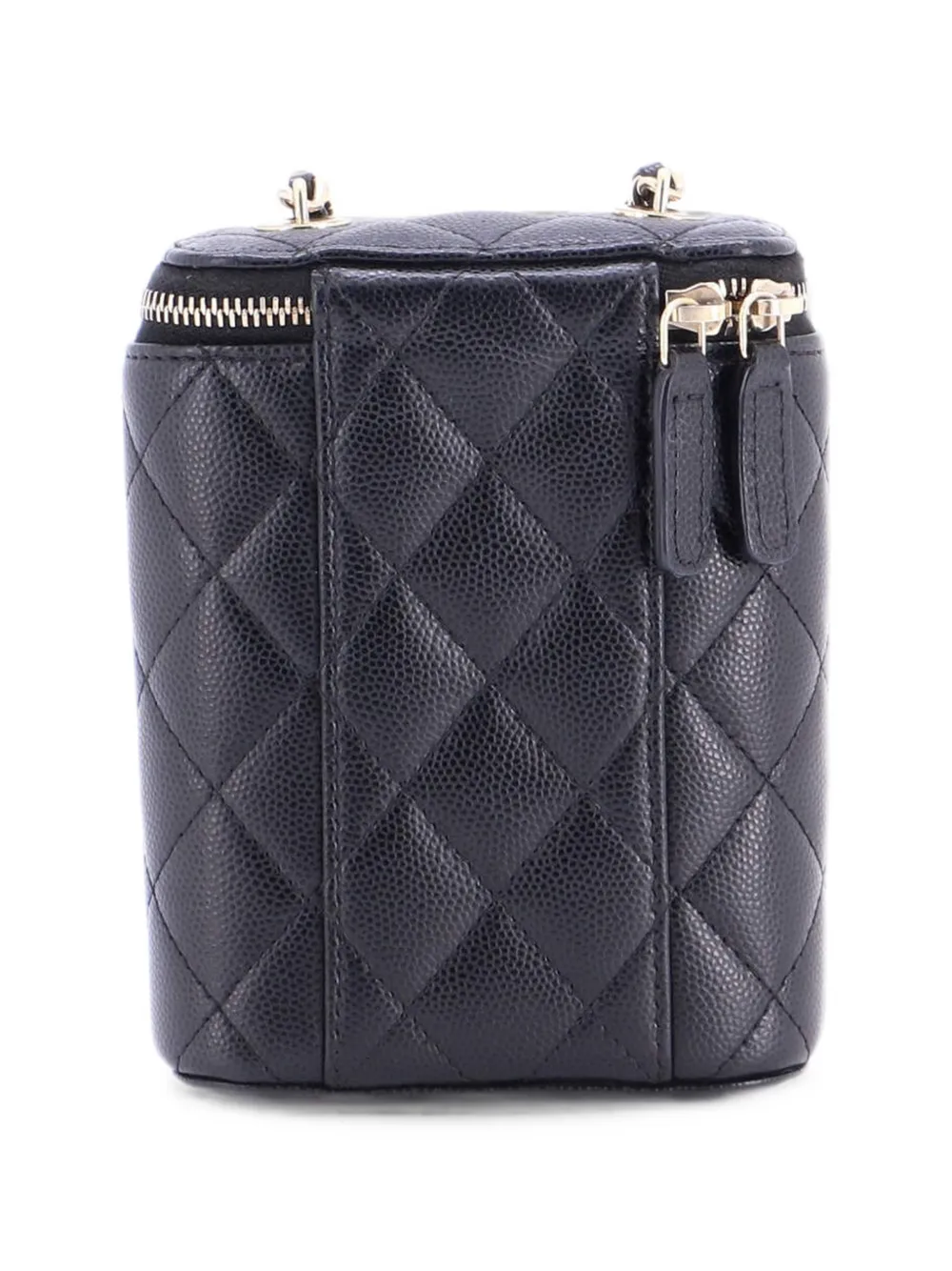 CHANEL Pre-Owned Borsa a spalla Vertical Classic Vanity Case piccola in pelle Caviar trapuntata con catena - Nero