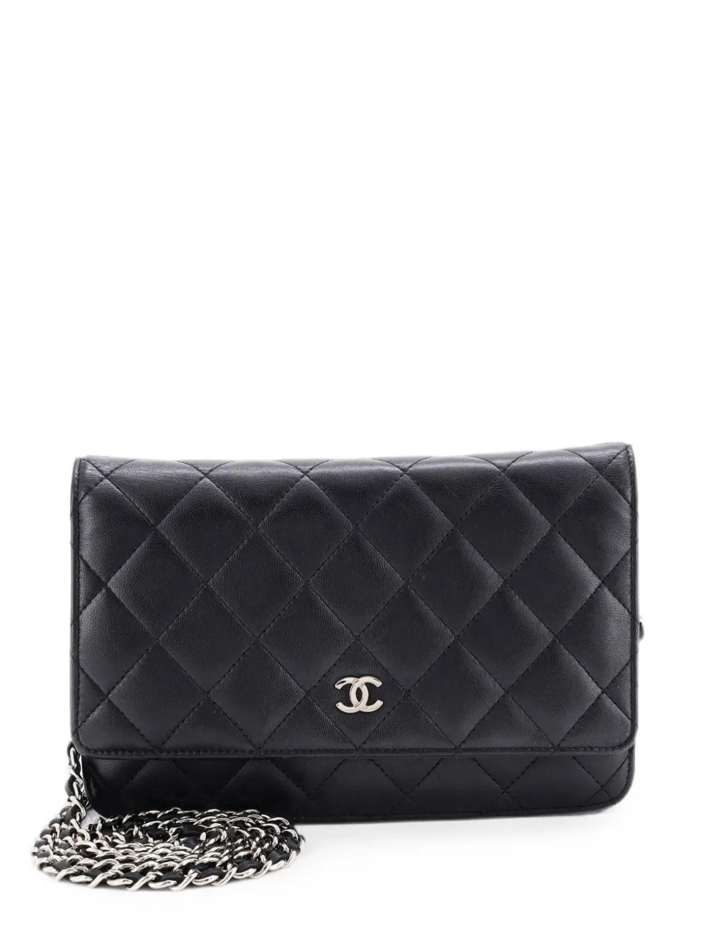 CHANEL Pre-Owned Borsa a tracolla in pelle di agnello trapuntata con catena - Nero