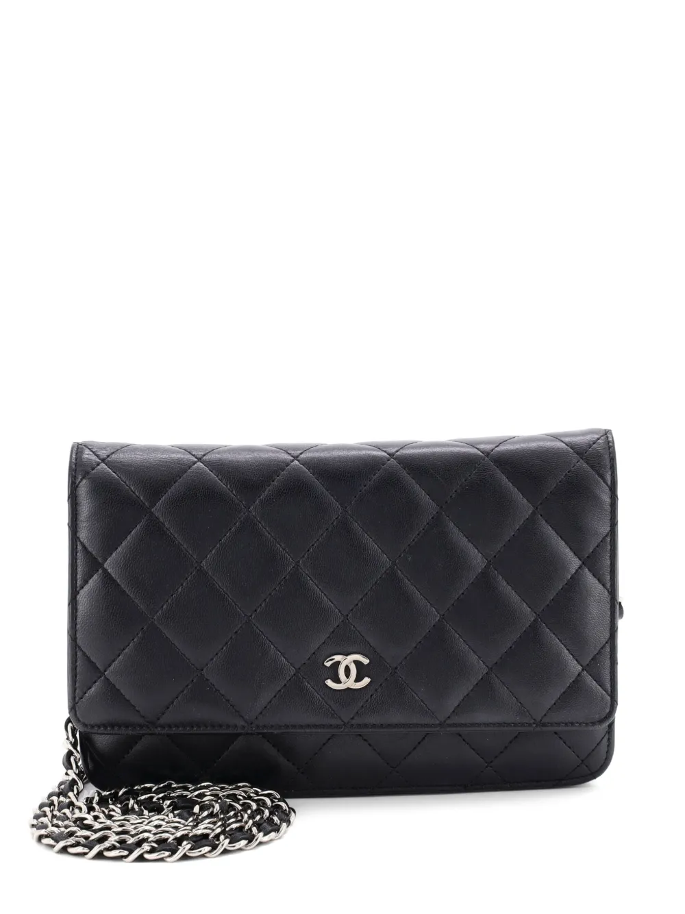 CHANEL Pre-Owned Wallet on Chain Quilted Lambskin crossbody bag - Black
