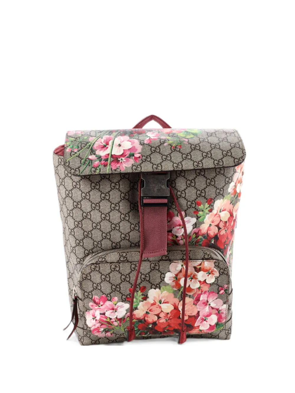 Gucci Pre-Owned Buckle Blooms Print GG Coated Canvas Medium backpack - Brown