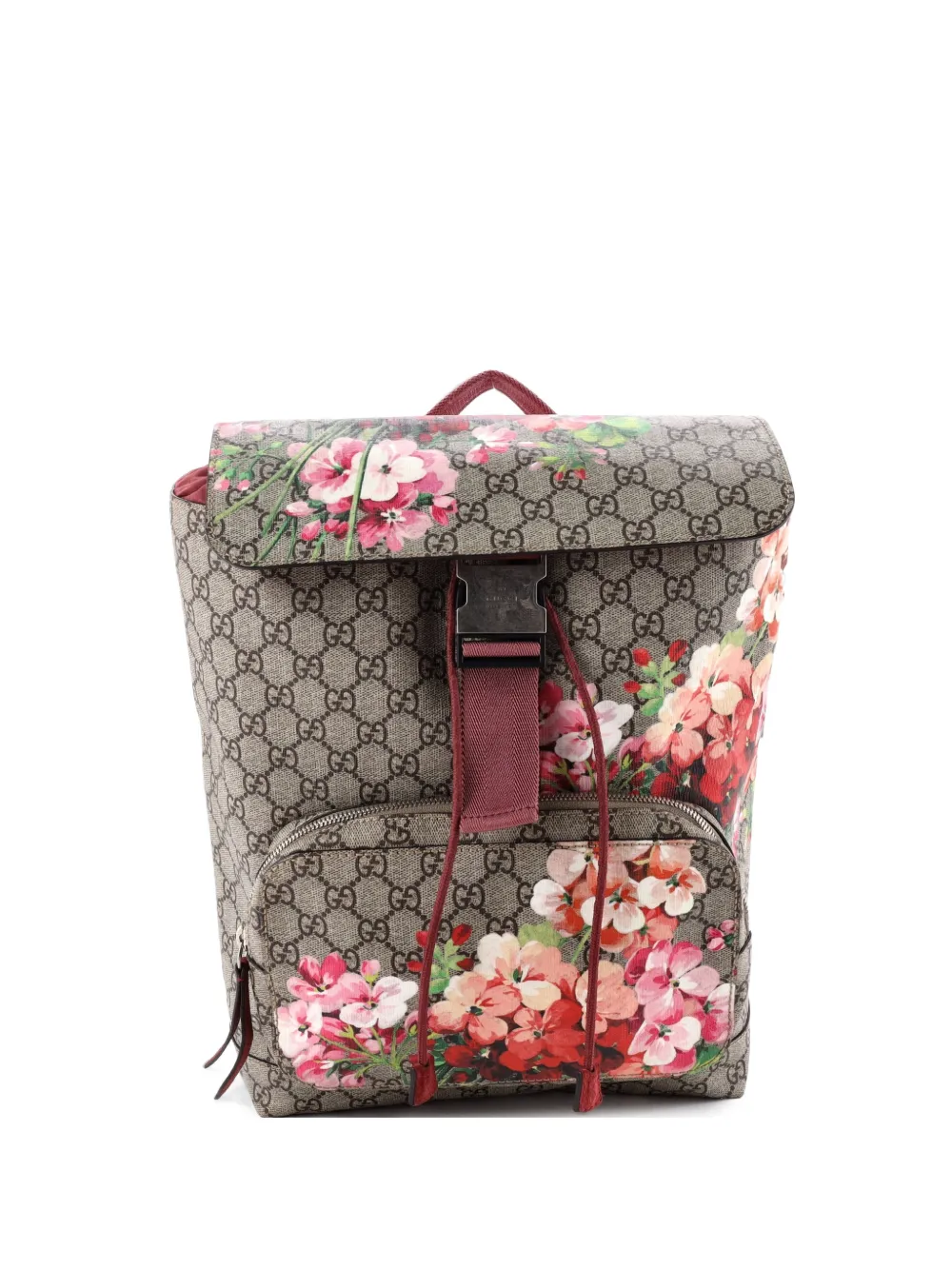 Gucci Pre-Owned Buckle Blooms Print GG Coated Canvas Medium backpack - Brown