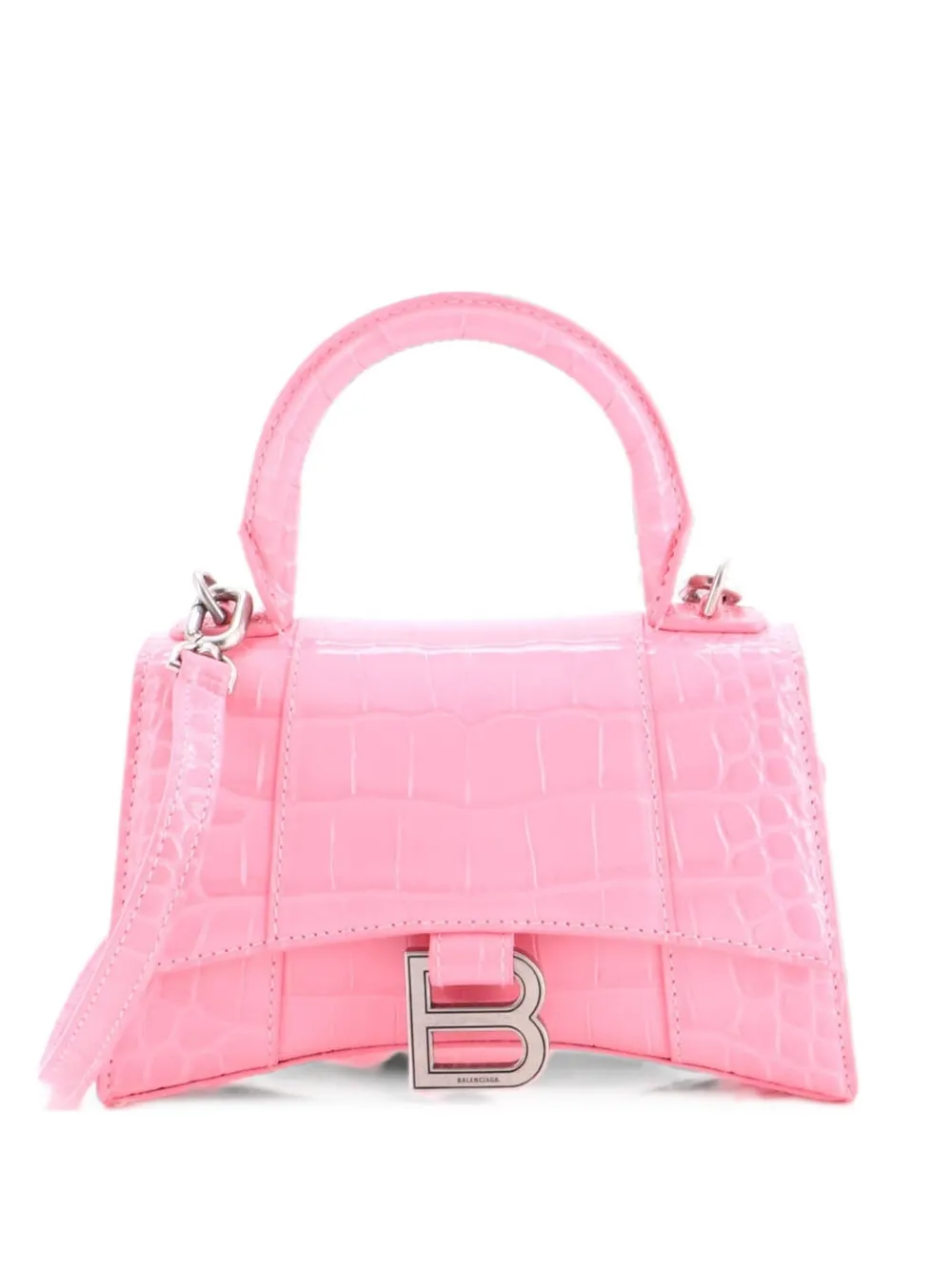 Balenciaga Pre-Owned Hourglass Top Handle Bag Crocodile Embossed Leather XS satchel - Pink