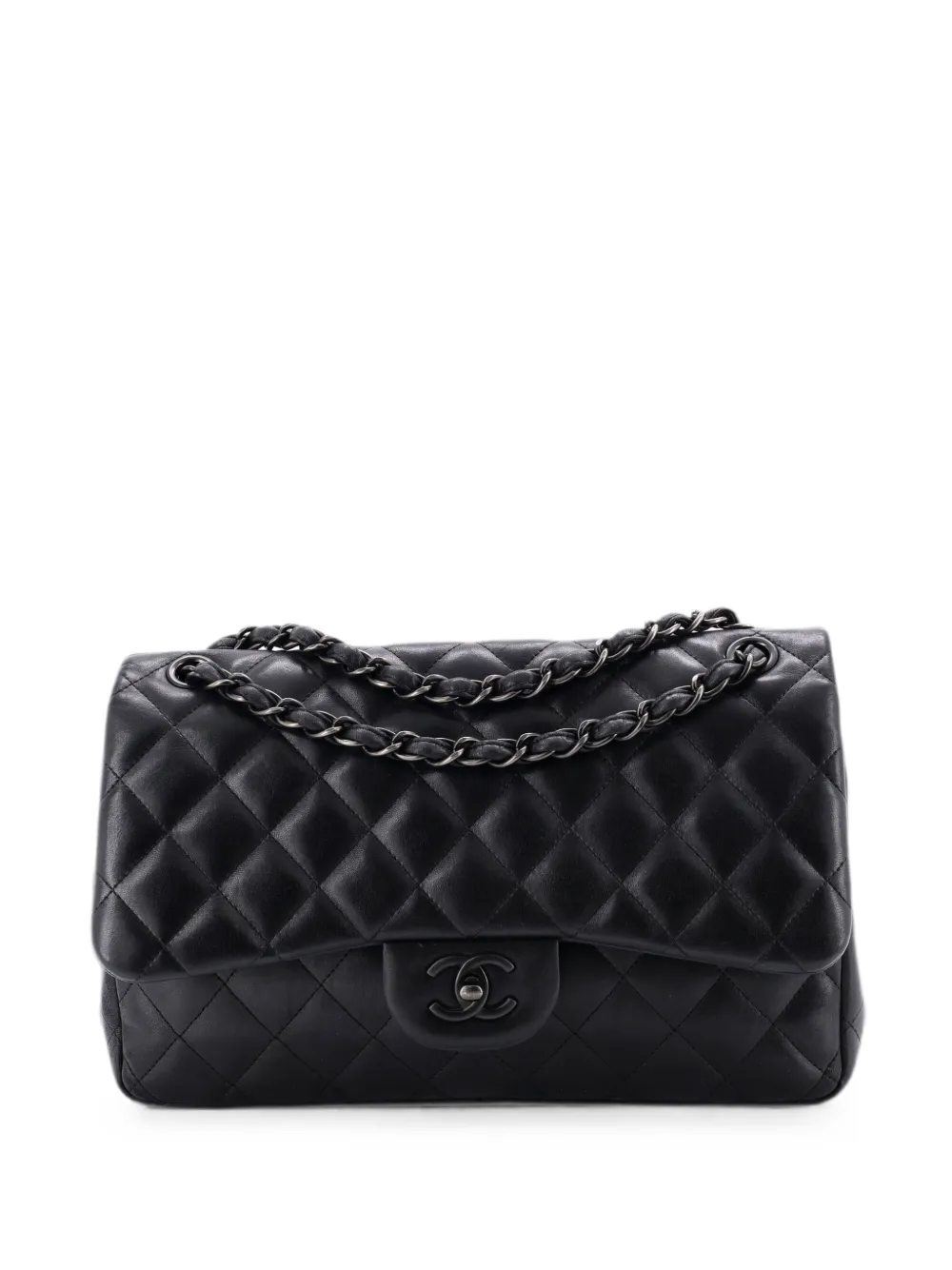 CHANEL Pre-Owned Borsa a spalla So Black Classic Double Flap Jumbo in pelle di agnello trapuntata - Nero