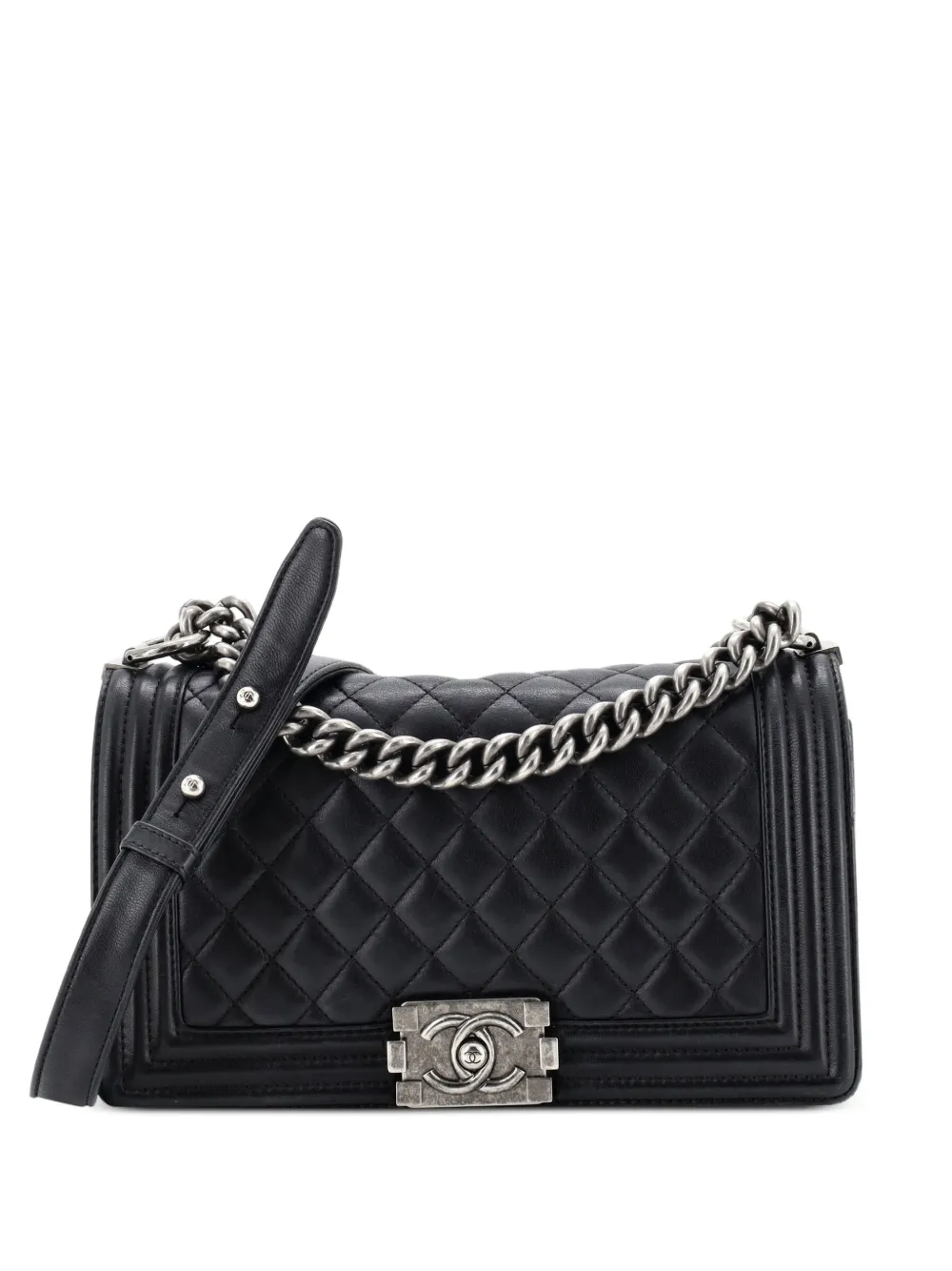 CHANEL Pre-Owned Boy Flap Bag Quilted Lambskin Old Medium shoulder bag - Black