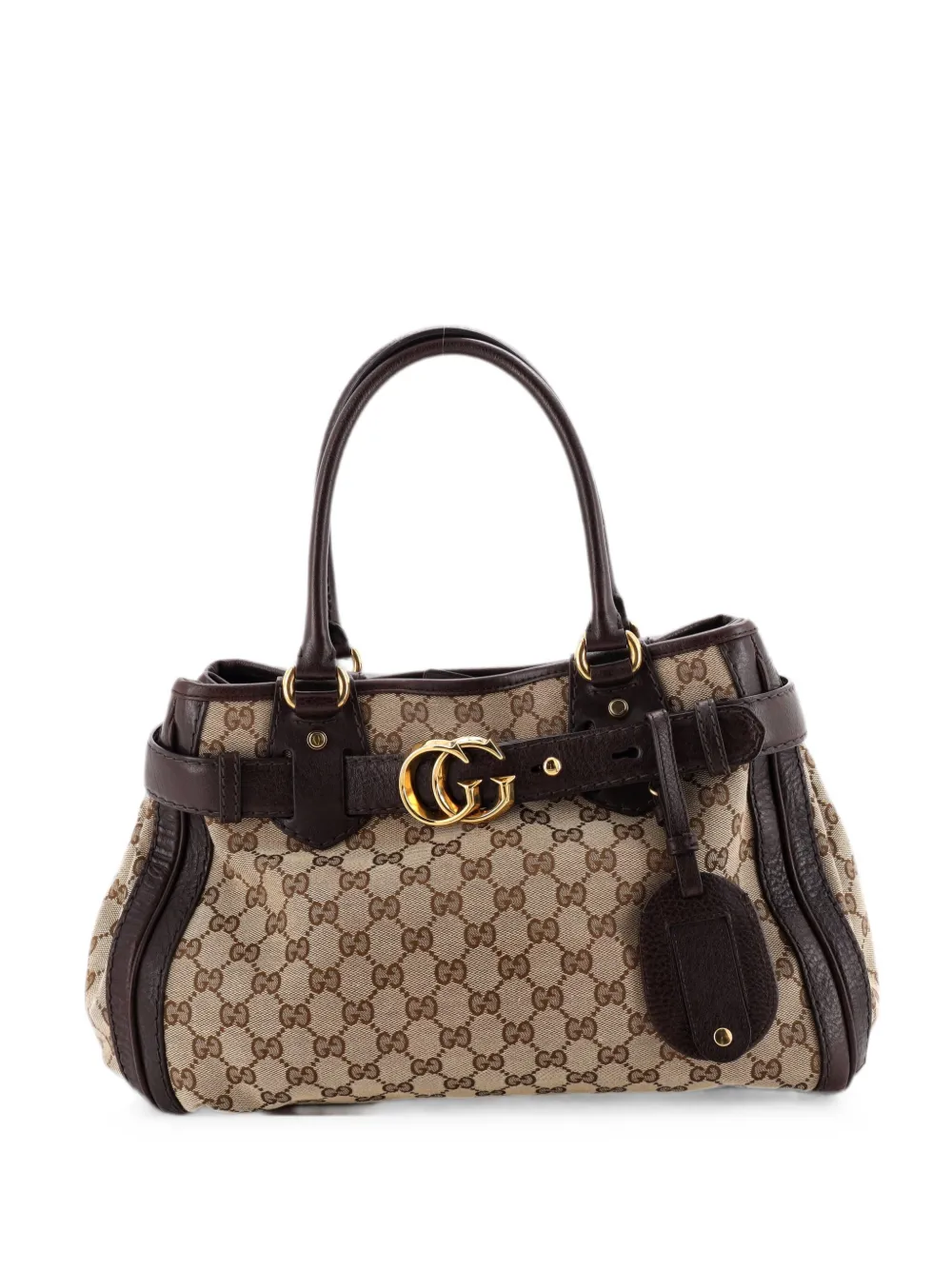 Gucci Pre-Owned Borsa tote GG Running media in tela cerata e pelle - Marrone