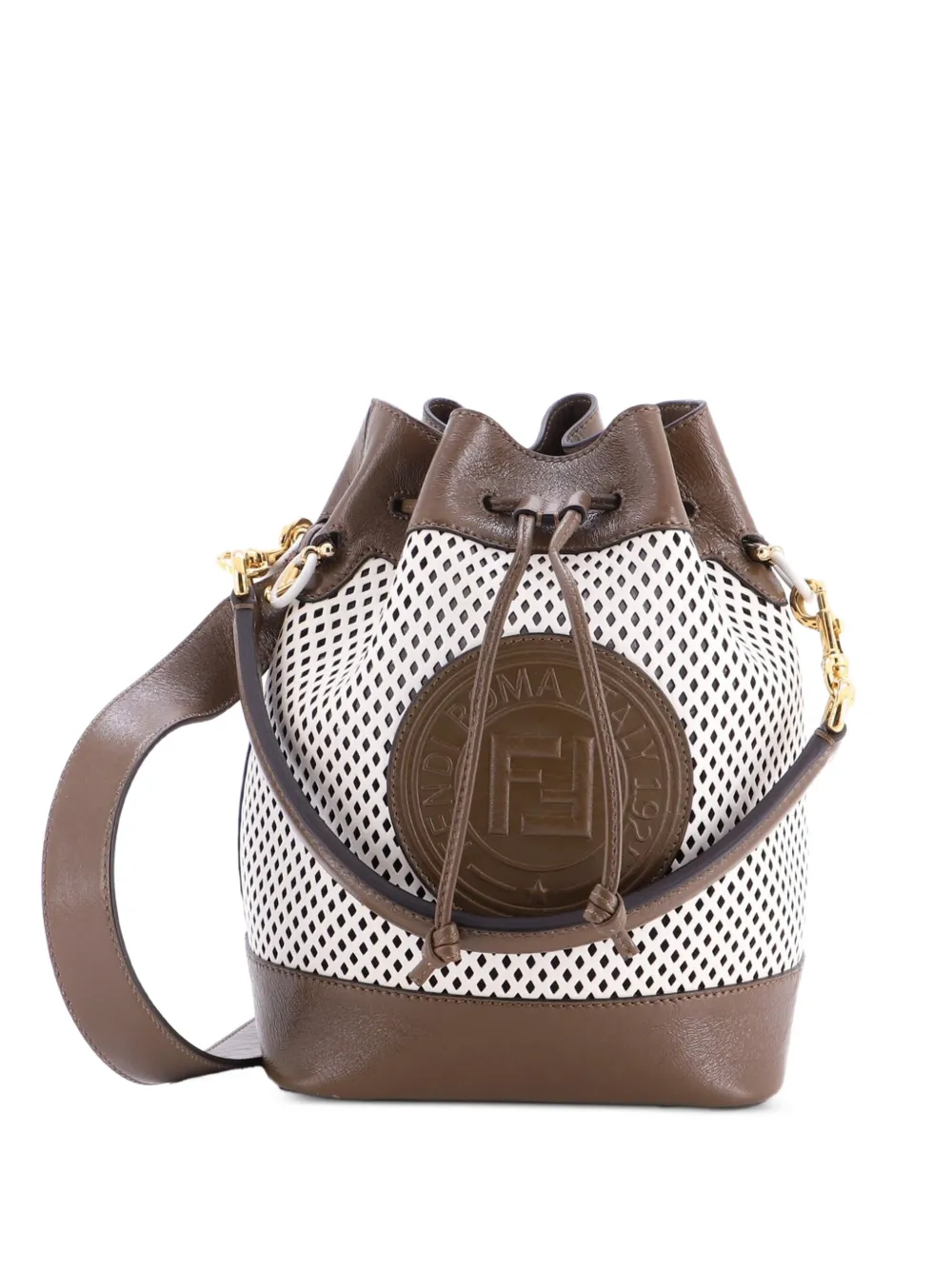 Fendi Pre-Owned Mon Tresor Perforated Leather Small bucket bag - Brown