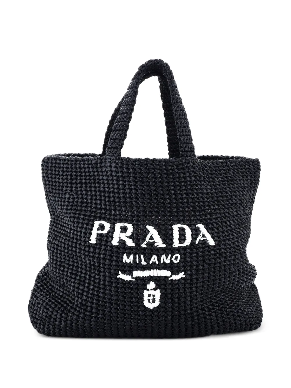 Prada Pre-Owned Großer Tote Bag aus Raffiabast - Schwarz