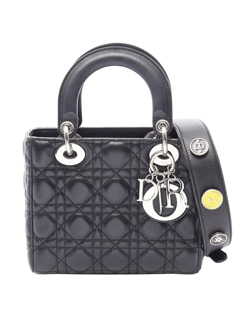 Christian Dior Pre-Owned Borsa a tracolla My ABCDior Lady Dior piccola in pelle di agnello con motivo Cannage 2010-2026 - Nero
