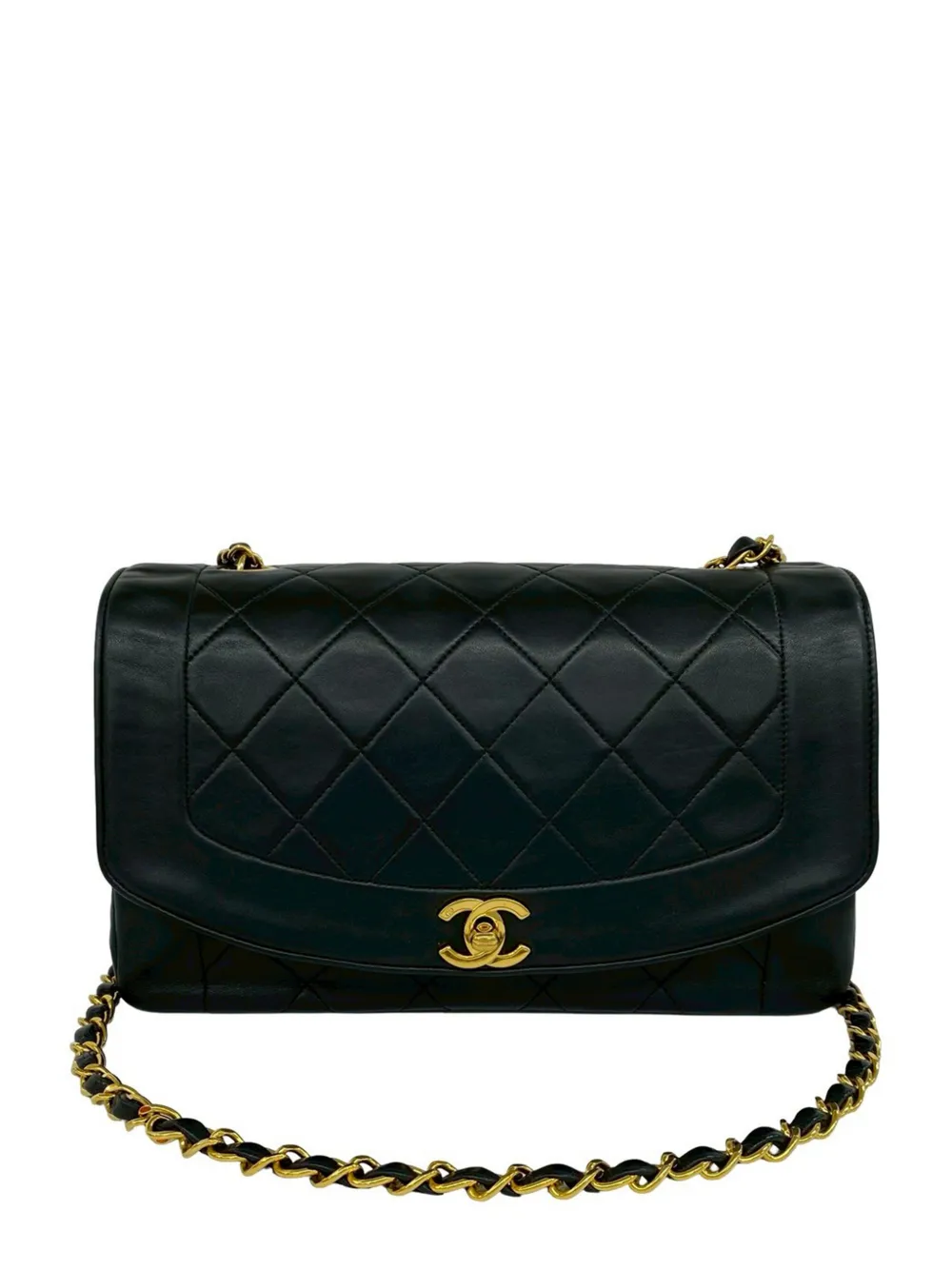 CHANEL Pre-Owned 2000-2002 Medium Lambskin Diana Flap crossbody bag - Black