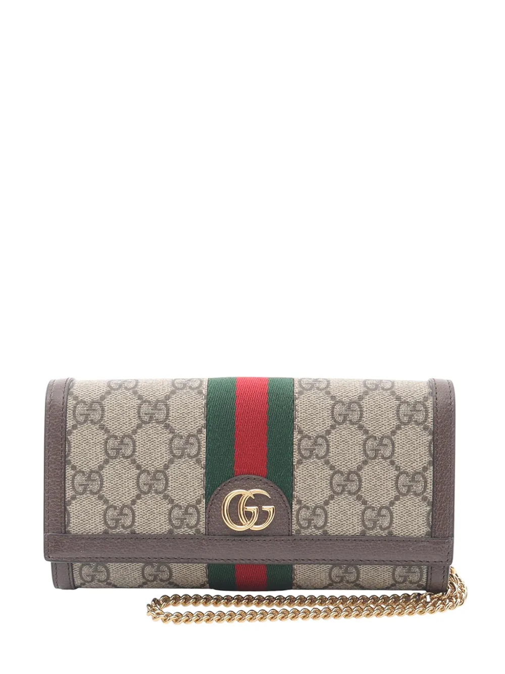 Gucci Pre-Owned 2016-2026 GG Supreme Web Ophidia Continental Wallet On Chain Umhängetasche - Nude