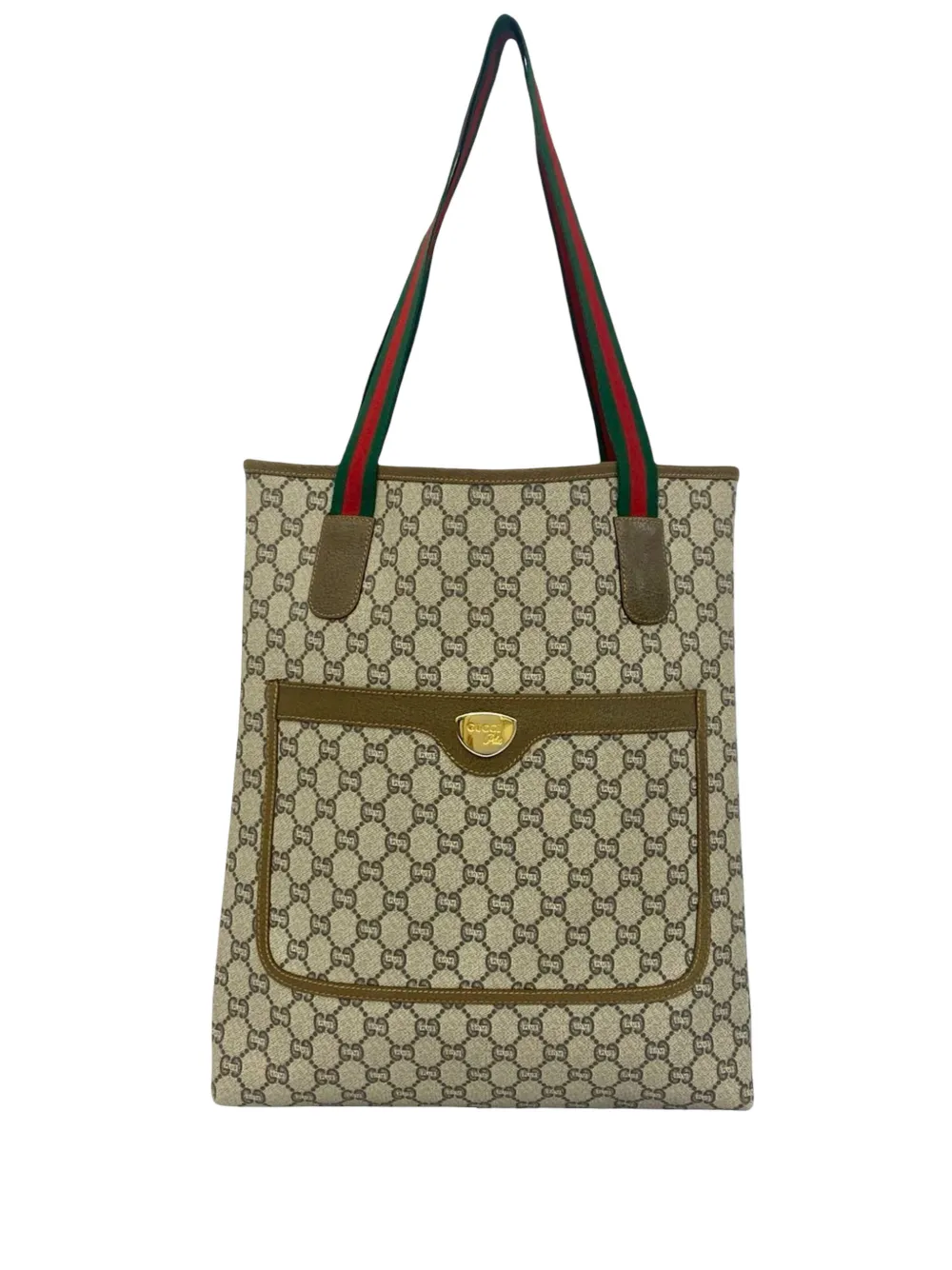 Gucci Pre-Owned Borsa tote in tessuto GG Supreme con decorazione Web XX secolo - Marrone