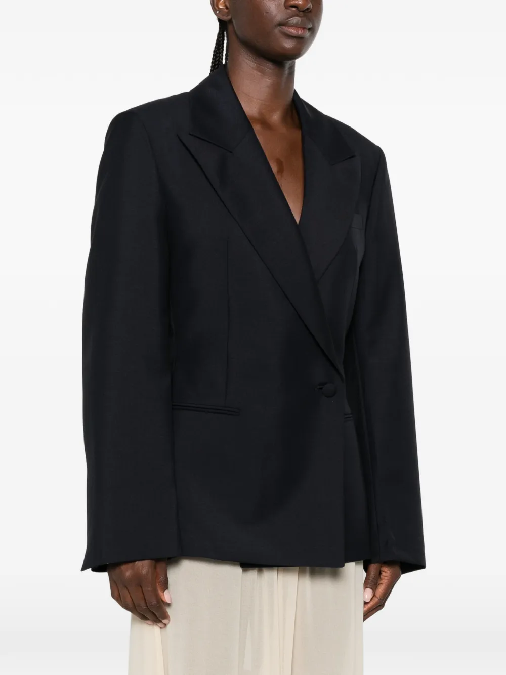 Róhe Peak-lapels Double-breasted Blazer in Black, view 3
