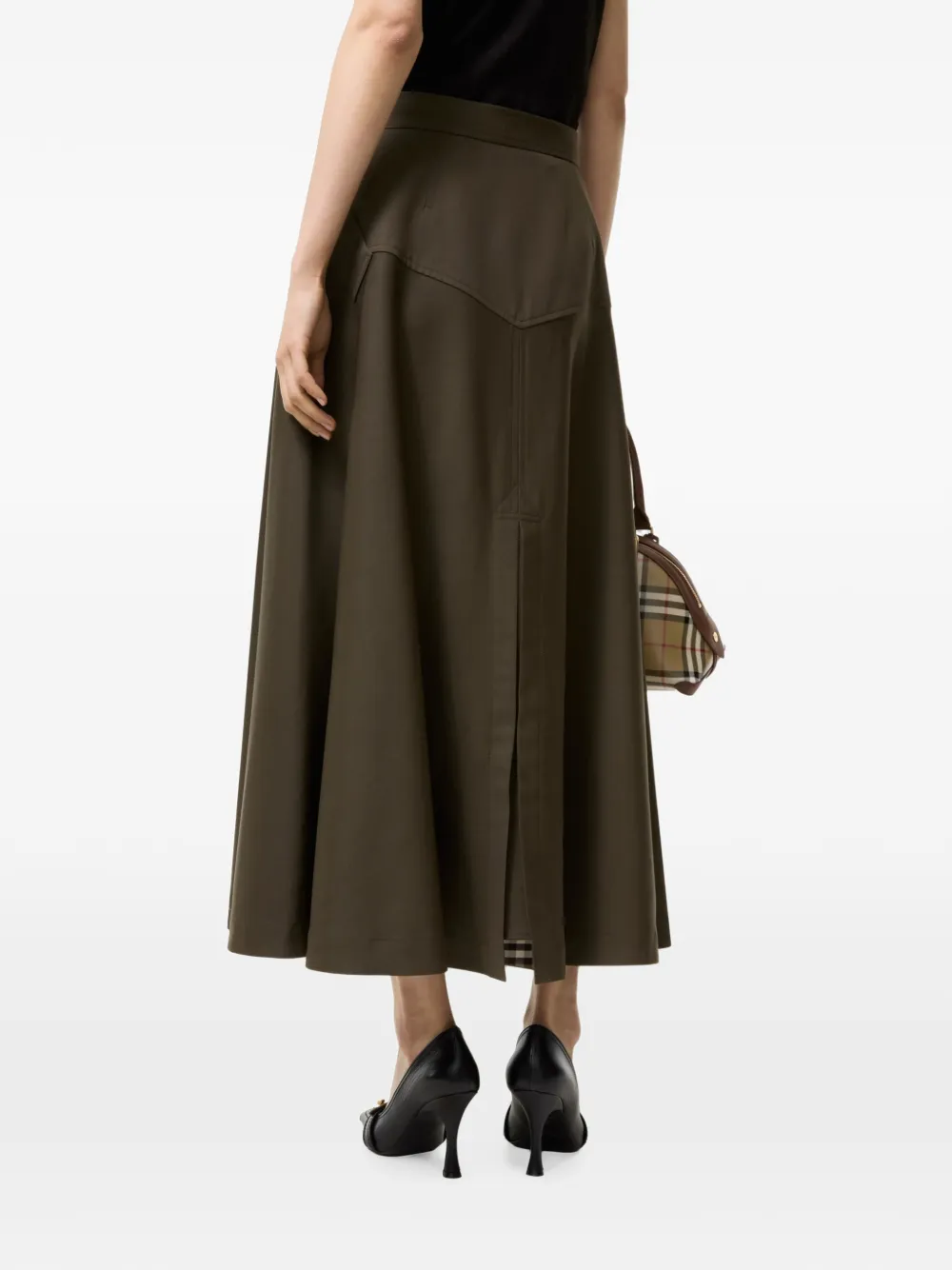 Burberry Wollen twill midi-rok Bruin