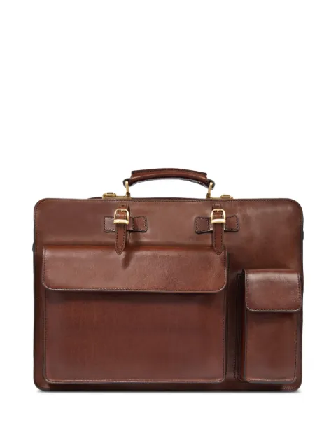 The Bridge buckle-detail leather briefcase