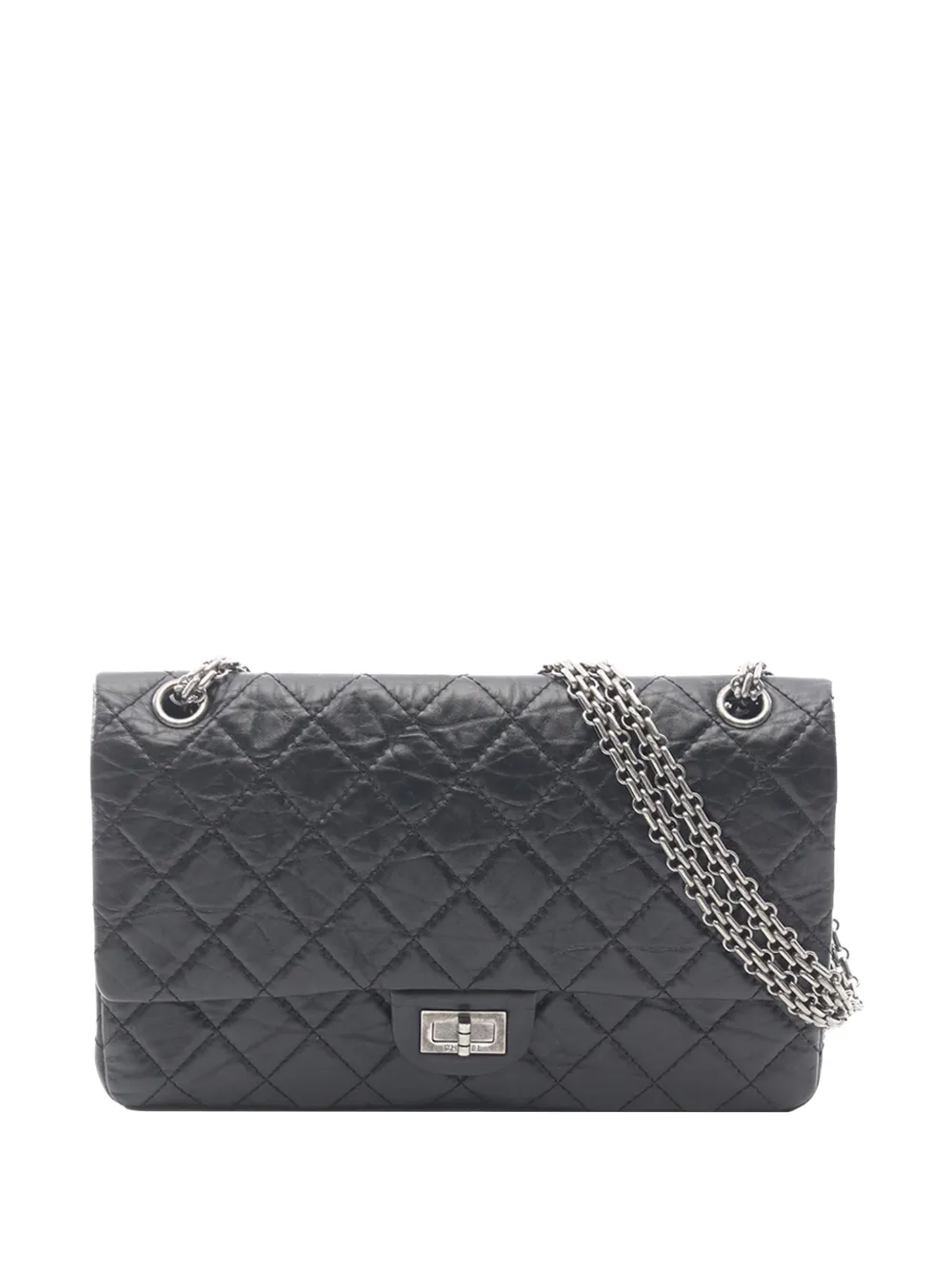 CHANEL Pre-Owned Borsa a spalla Reissue 2.55 Double Flap 225 in pelle di vitello matelassé 2021-2026 - Nero