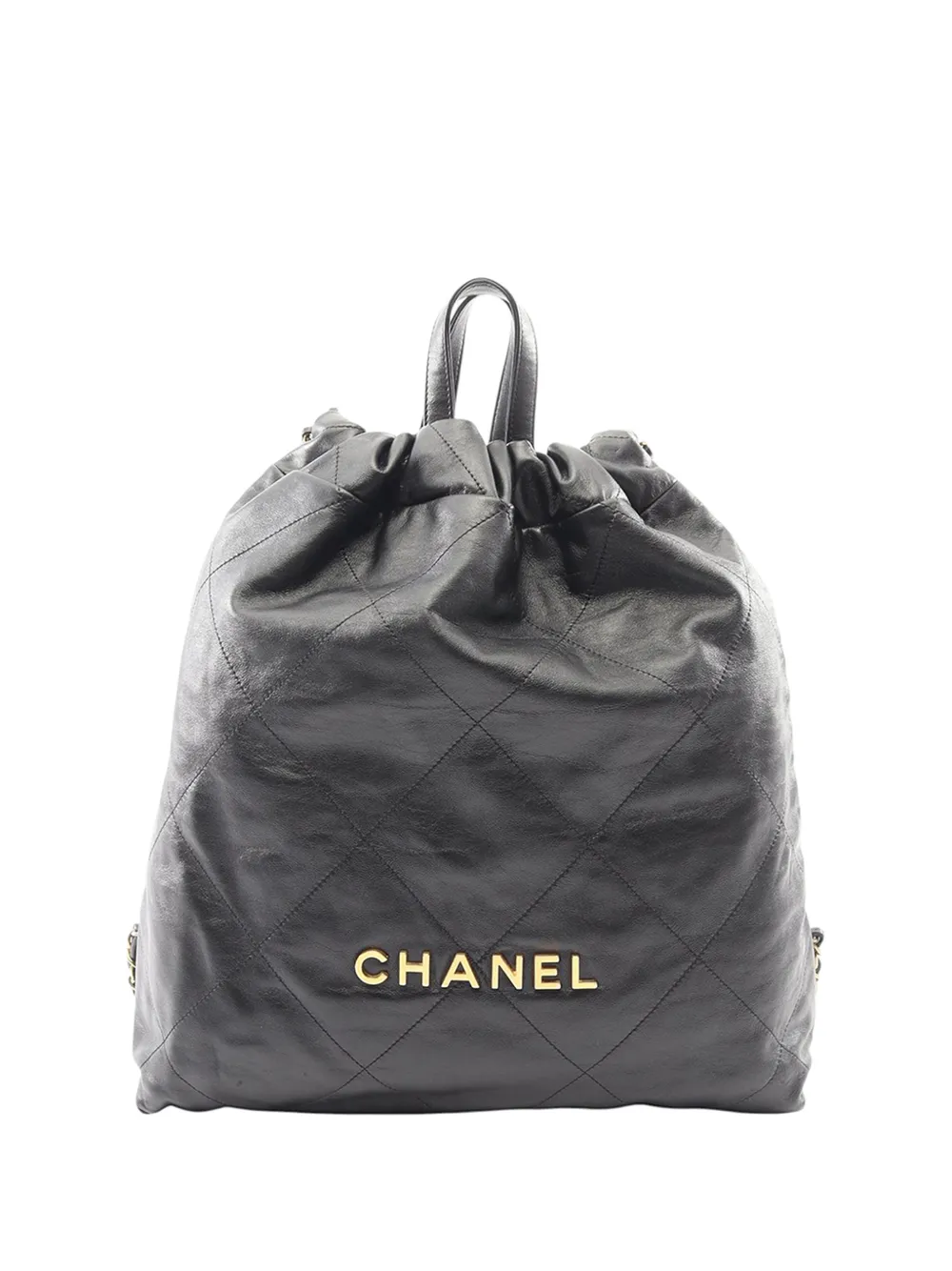 CHANEL Pre-Owned 2021-2026 Large Quilted Shiny Calfskin 22 backpack - Black