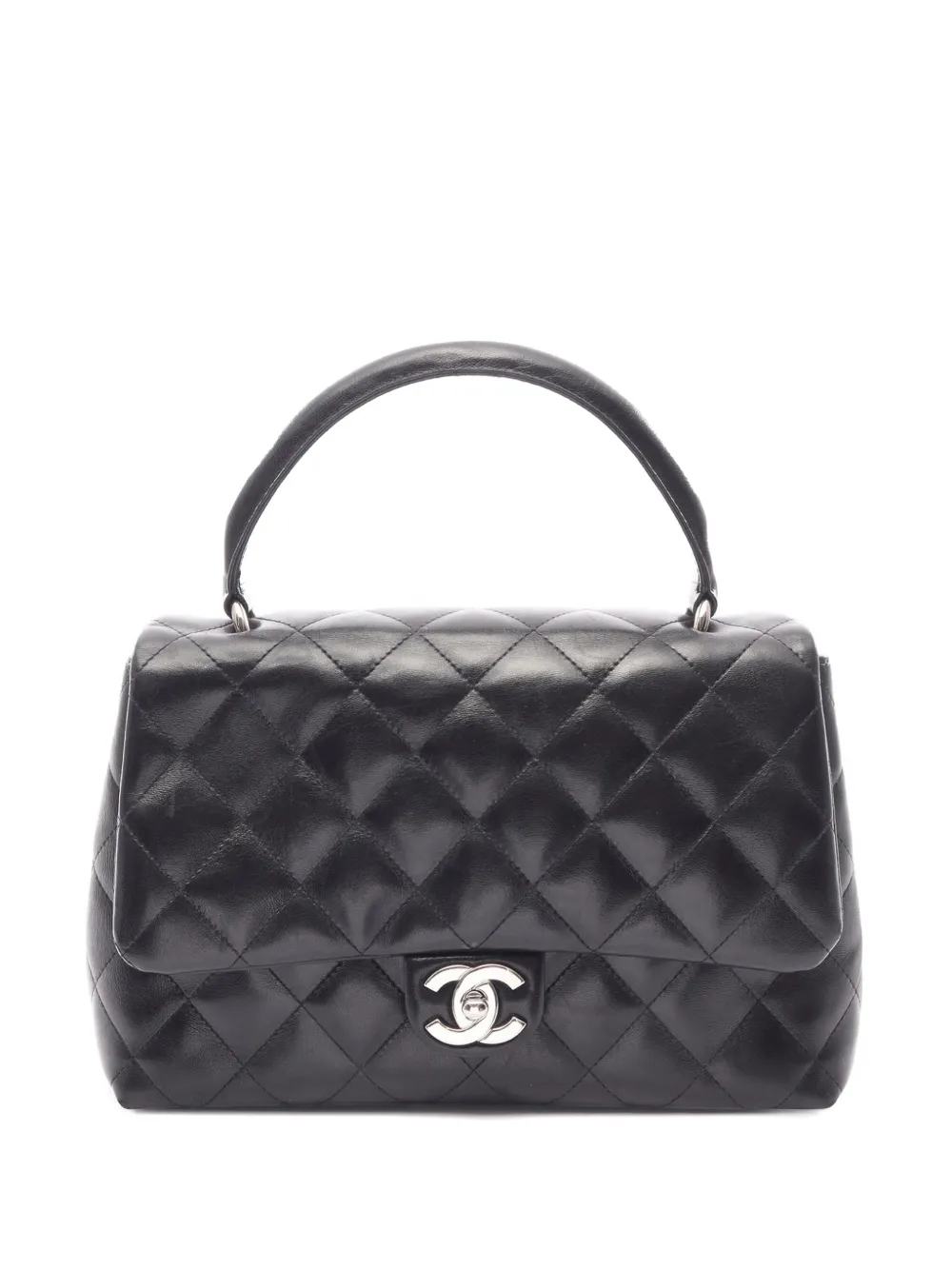 CHANEL Pre-Owned Borsa a tracolla in pelle di agnello trapuntata con battente 2008-2009 - Nero