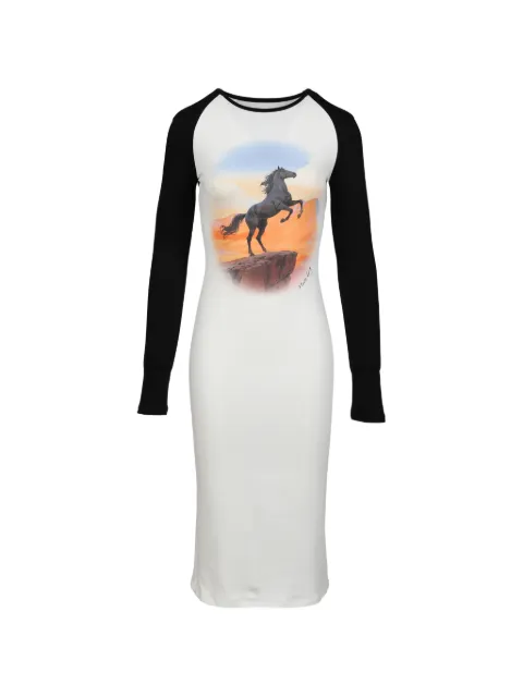 MARKGONG horse-print midi dress