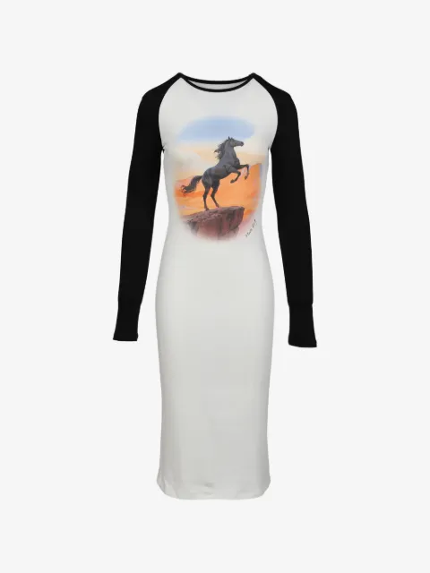 MARKGONG vestido midi con caballo estampado
