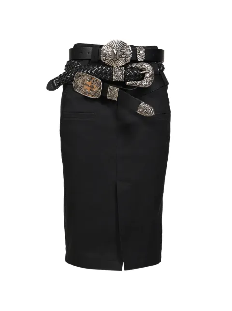 MARKGONG triple-belted pencil midi skirt