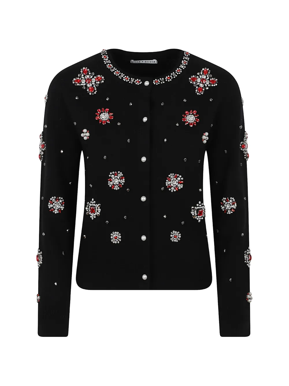 alice + olivia crystal-embellished cardigan - Nero