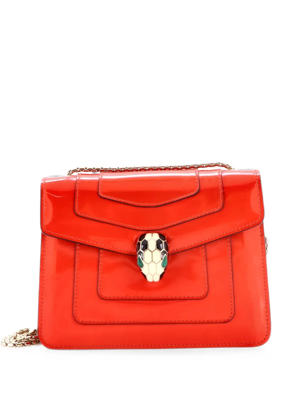 Bvlgari Pre-Owned Kleine Serpenti Forever Schultertasche im Metallic-Look - Orange