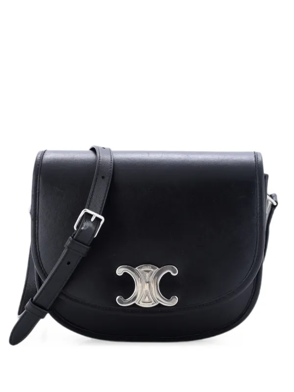 セリーヌ トリオンフ ショルダーバッグ ボックスカーフ ブラック系 レザー Celine Pre-Owned ブザス トリオンフ ショルダーバッグ レザー