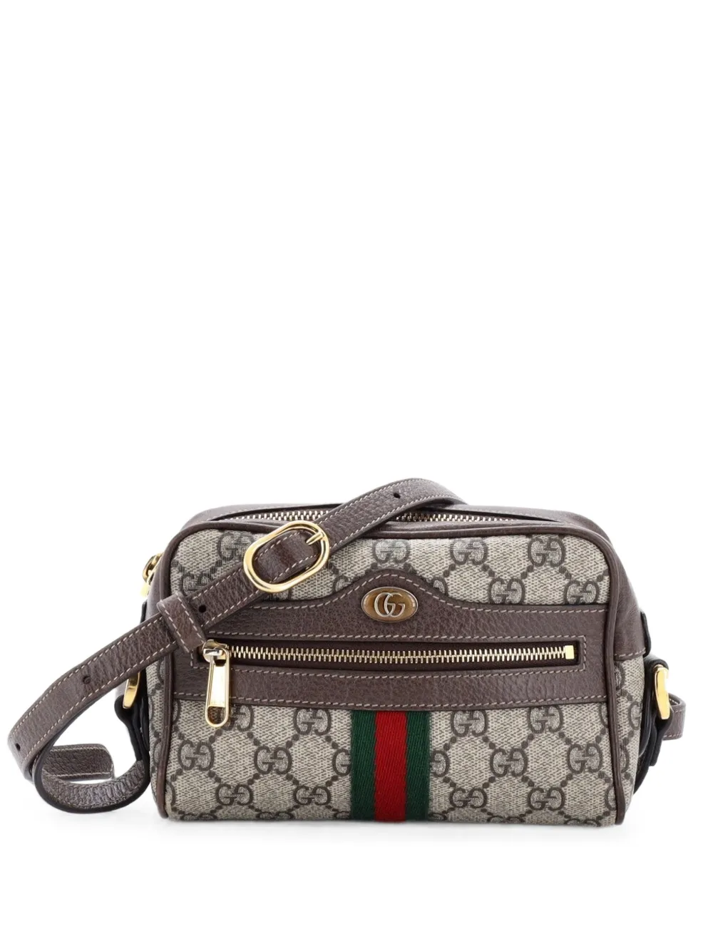 Gucci Pre-Owned Borsa a tracolla Ophidia mini in tela cerata GG - Marrone